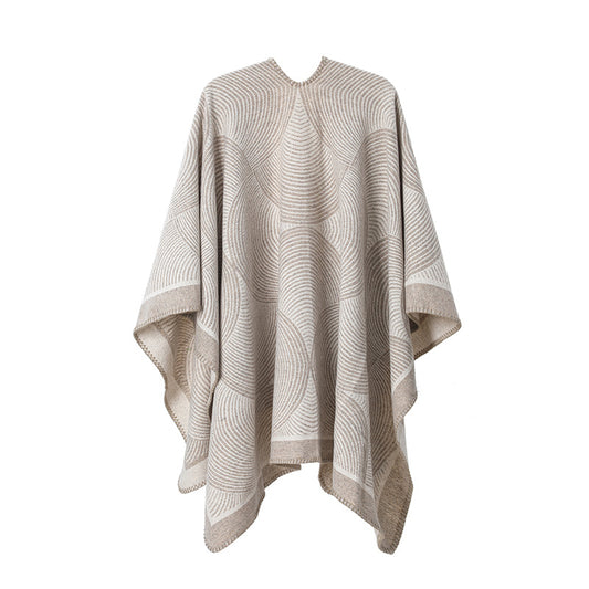 Geometric Print Knit Poncho