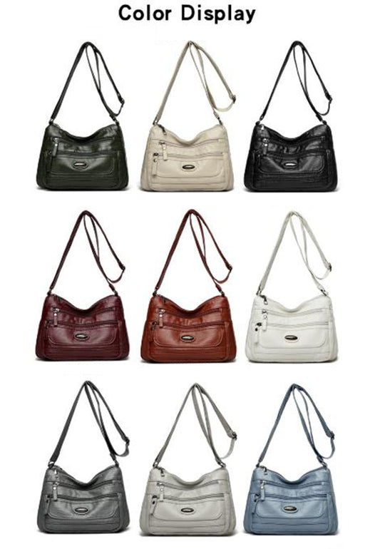Soft Washed Crossbody Bag with Multi-Pocket Casual