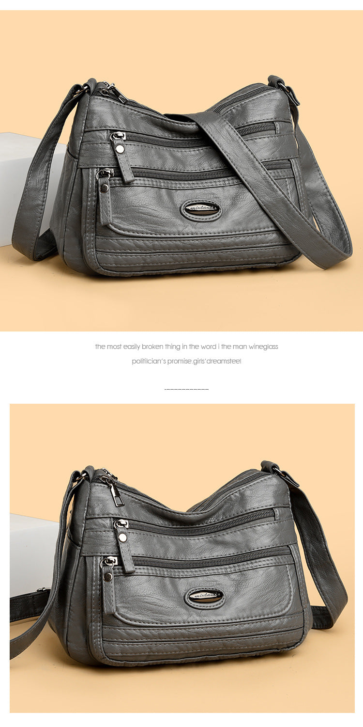 Soft Washed Crossbody Bag with Multi-Pocket Casual