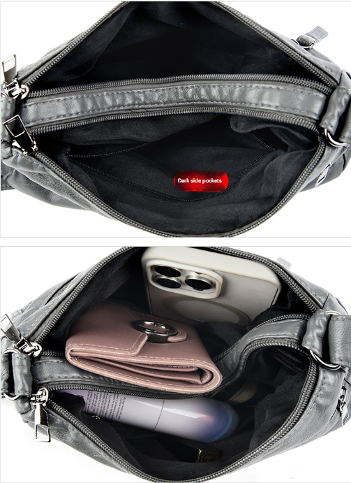 Soft Washed Crossbody Bag with Multi-Pocket Casual