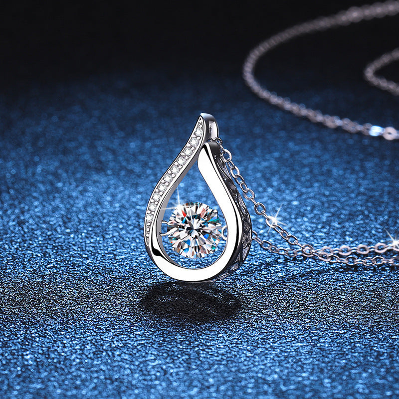 Dazzling Teardrop Dancing Moissanite Necklace