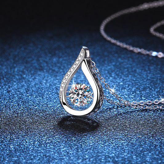 Dazzling Teardrop Dancing Moissanite Necklace
