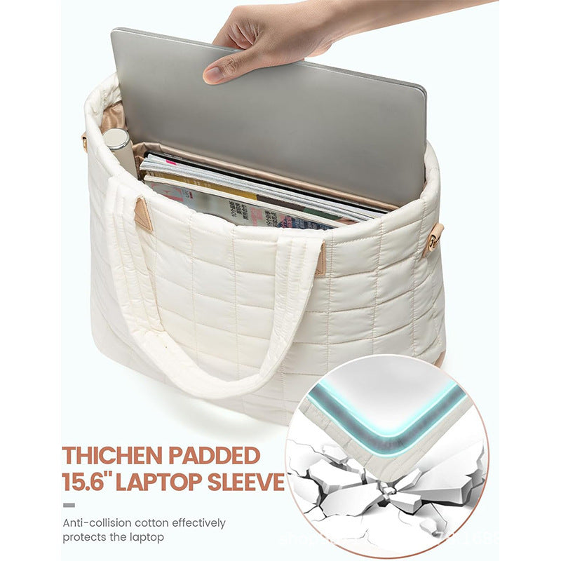 Lightweight Quilted Tote Bag with Clutch & Luggage Strap