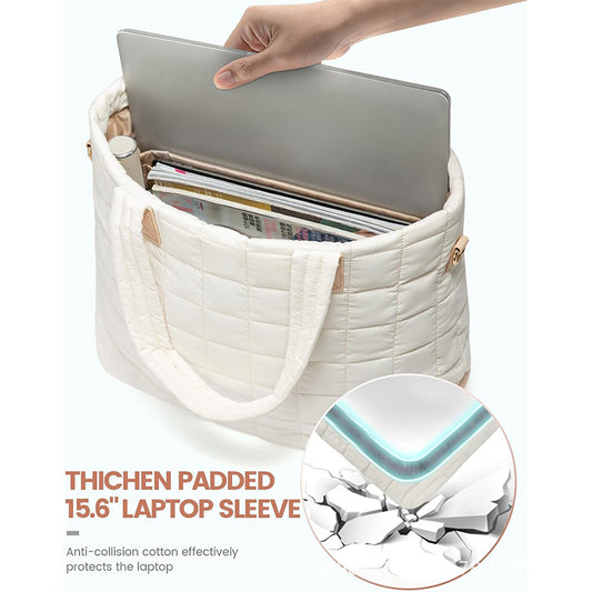 Lightweight Quilted Tote Bag with Clutch & Luggage Strap