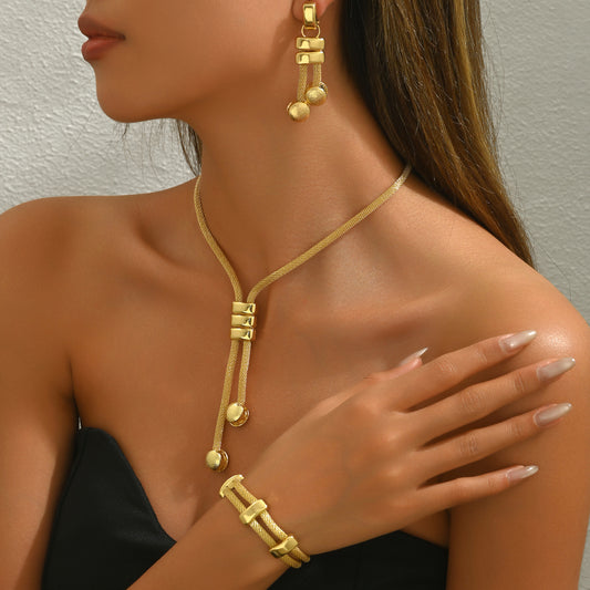 Elegant 3-Piece Mesh Chain Jewelry Set