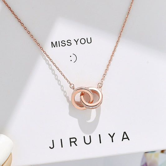 Elegant Interlocking Rings Pendant Necklace