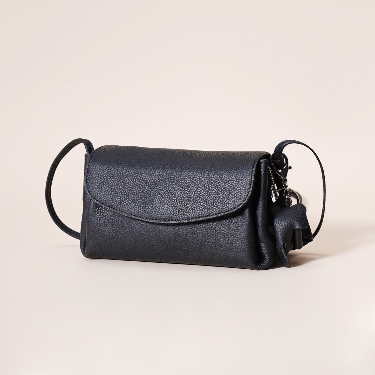 Leather Flap Crossbody Bag with Elephant Charm