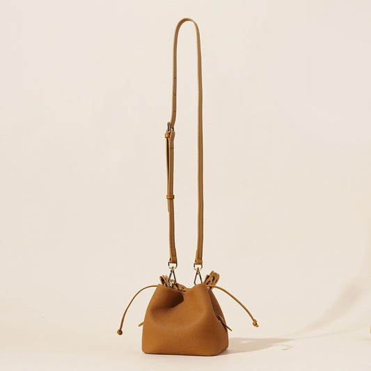 Leather Mini Bucket Bag with Braided Handle