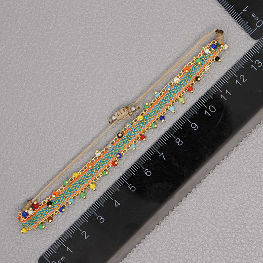 Handmade Woven Friendship Band with Gold-Plated Chain