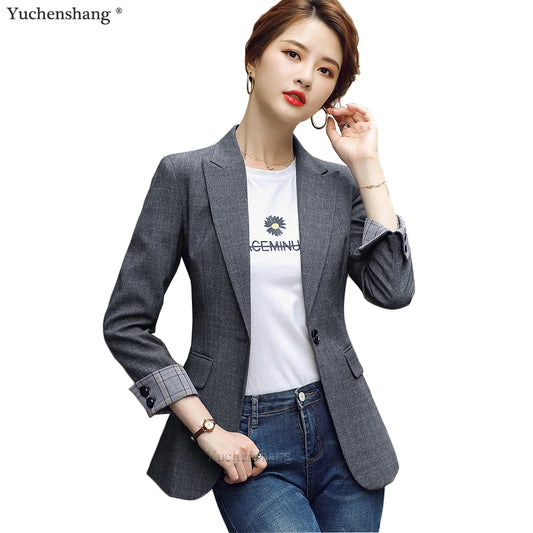 HIGH QUALITY Fashion 2020 Design Blazer Jacket Women'S Green Black Blue Solid Tops for Office Lady Wear Size S-4XL