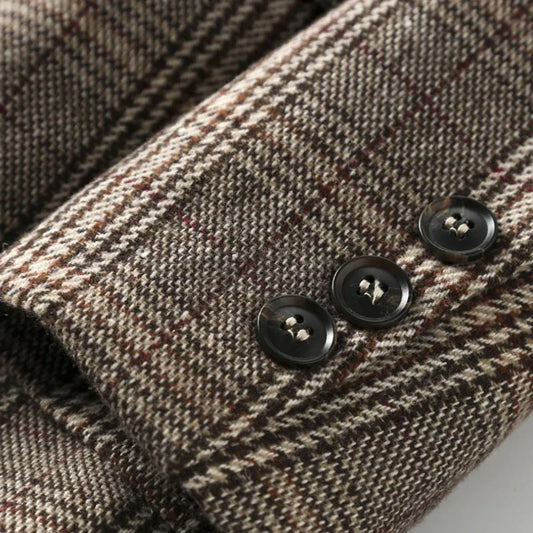 Vintage Single Breasted Office Ladies Plaid Blazer Long Sleeve Loose Plaid Coat Jacket Women Blazers Female 2022