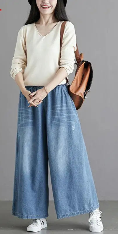 Loose Jeans Women 2025 Y2K New Casual Streetwear Denim Pants Wide-Leg Street Style Vintage High Waist Pockets Jean Femme