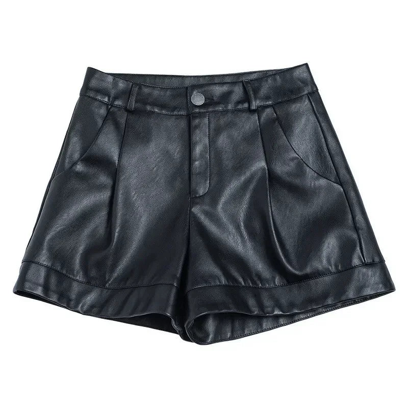 High Waist Faux Leather Shorts 