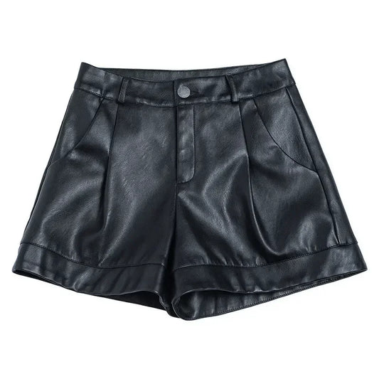 High Waist Faux Leather Shorts 
