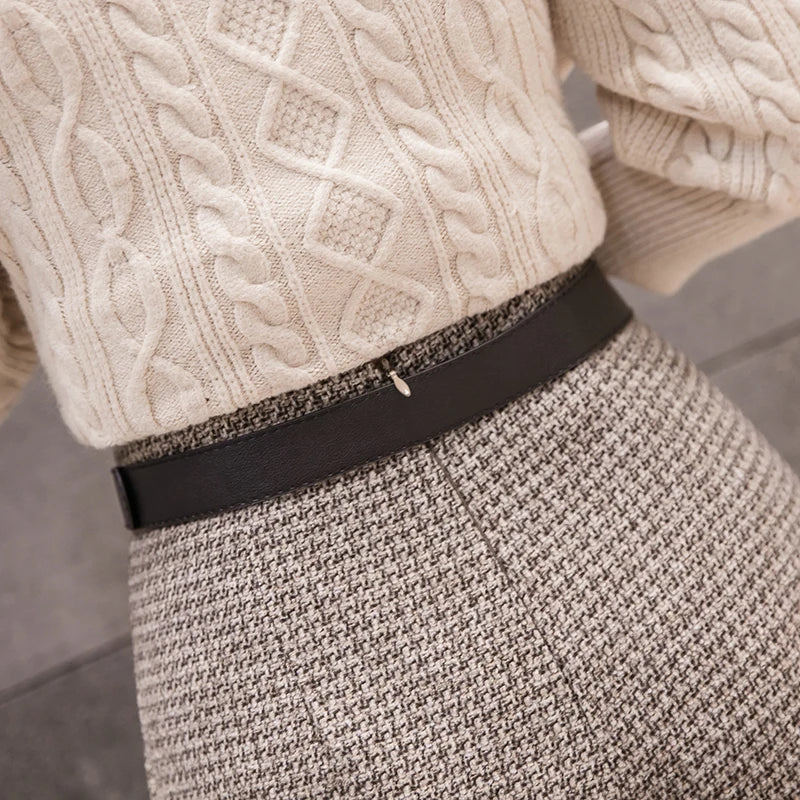 High Waist Tweed Woollen Shorts  