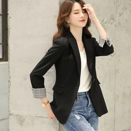 HIGH QUALITY Fashion 2020 Design Blazer Jacket Women'S Green Black Blue Solid Tops for Office Lady Wear Size S-4XL