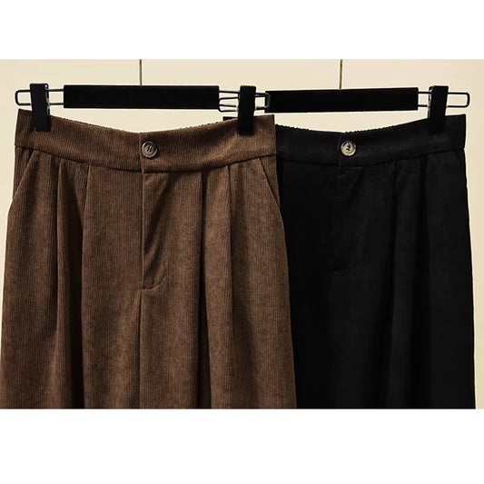 Women'S Corduroy Midi Skirt Loose Oversized A-Line Elastic Waist Thick Autumn Winter Lady Skirt Fashionable Female Clothing