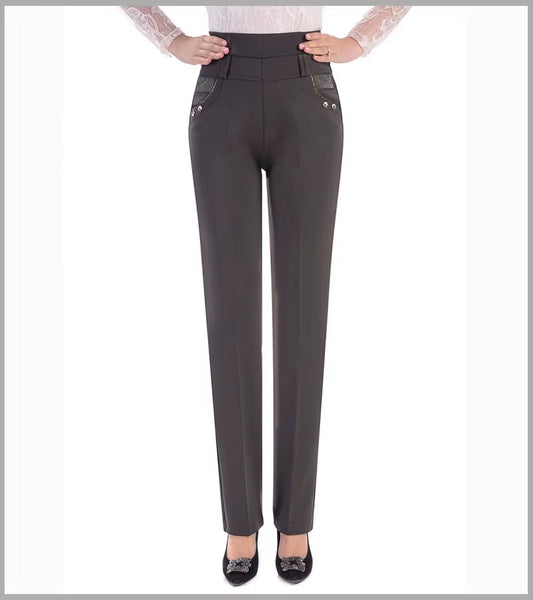 2024 New Spring Autumn Women Pants Slim Elastic High Waist Straight Pants Stretch Female Trousers Pantalones P170