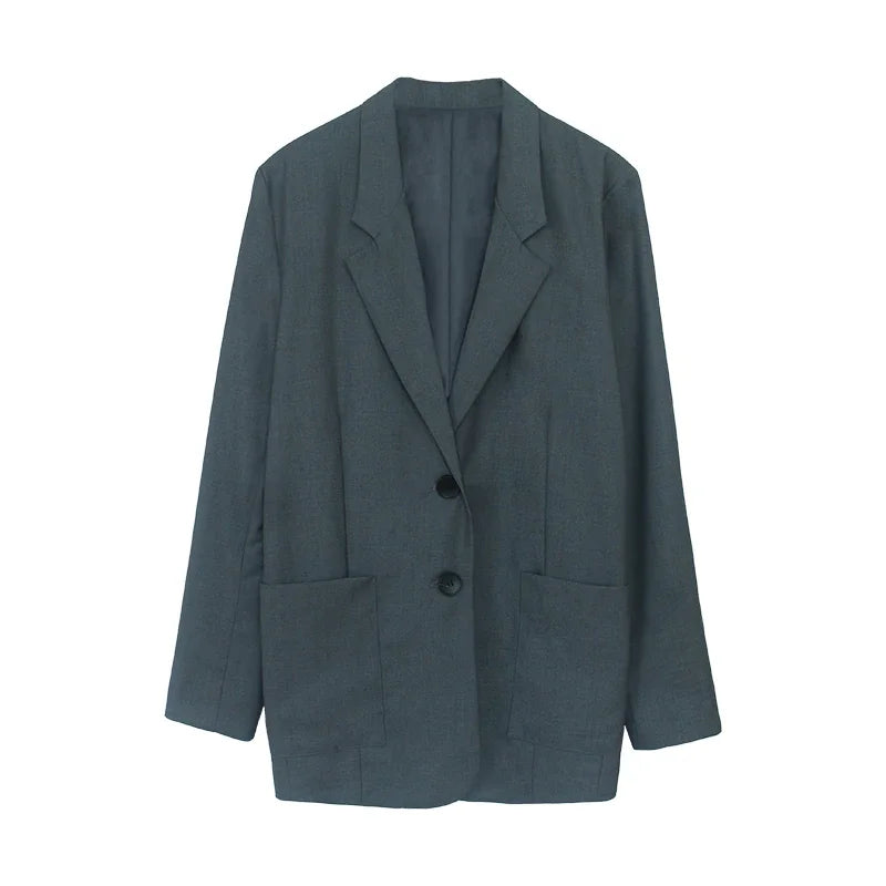Office Ladies Plaid Blazer Korean Niche Stylish Grey Slim Contrast Color Blazers 2024 New Female Jacket Mujer
