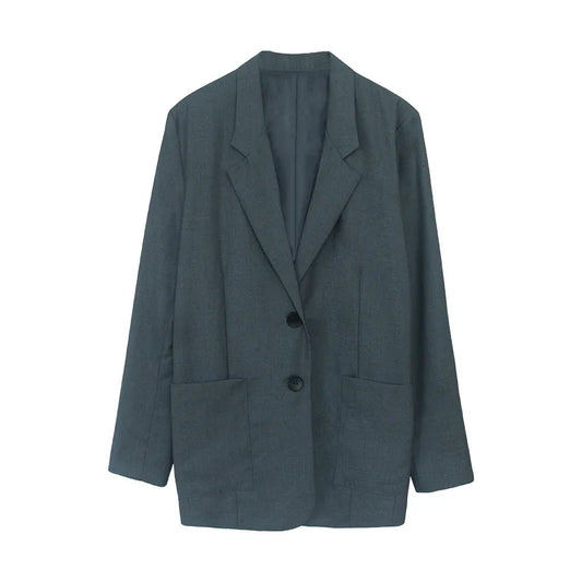 Office Ladies Plaid Blazer Korean Niche Stylish Grey Slim Contrast Color Blazers 2024 New Female Jacket Mujer