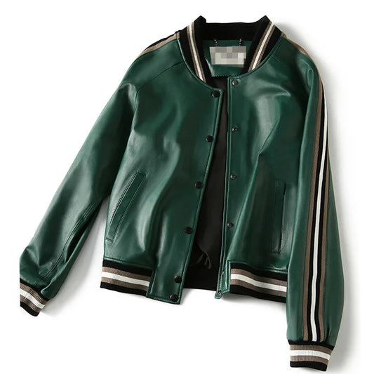 Short Sheepskin Cropped Jacket, Genuine Leather 