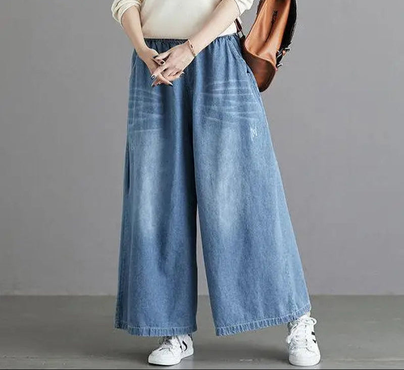 Loose Jeans Women 2025 Y2K New Casual Streetwear Denim Pants Wide-Leg Street Style Vintage High Waist Pockets Jean Femme