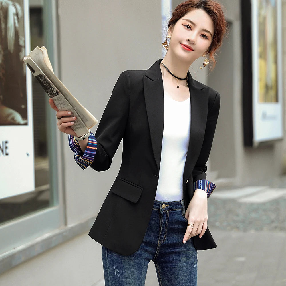 HIGH QUALITY Fashion 2020 Design Blazer Jacket Women'S Green Black Blue Solid Tops for Office Lady Wear Size S-4XL