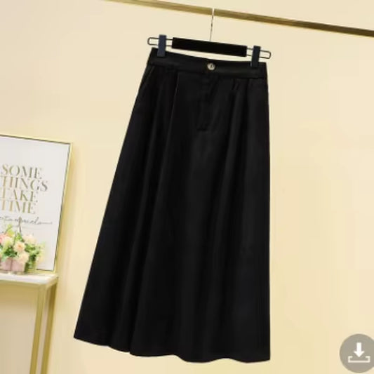 Women'S Corduroy Midi Skirt Loose Oversized A-Line Elastic Waist Thick Autumn Winter Lady Skirt Fashionable Female Clothing