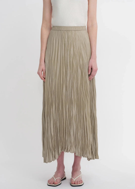 Mulberry Silk Custom Pleated Irregular Hem Skirt for Women